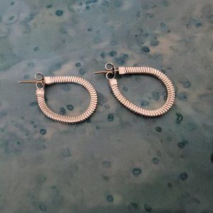 Vintage Silver Tone Chain Drop Pierced Earrings